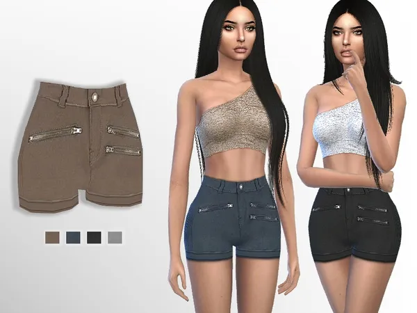 Alpha Zipper Shorts by thesimsresource - The Sims 4 Custom Content