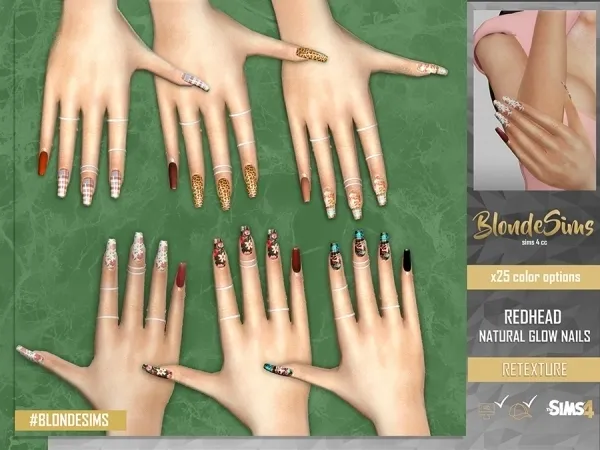 Mix Redhead natural glow nails RETEXTURE - The Sims 4 Custom Content