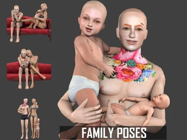 Mix FAMILY POSES by redheadsims - The Sims 4 Custom Content