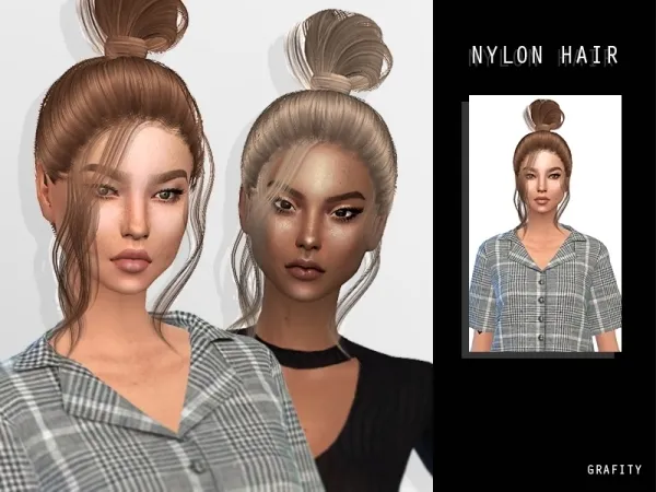 Alpha Nylon Hair by grafity-cc - The Sims 4 Custom Content