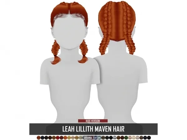Alpha LEAH LILLITH MAVEN HAIR KIDS VERSION by redheadsims - The Sims 4 Custom Content