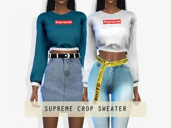 Alpha Supreme Crop Sweater by grafity-cc - The Sims 4 Custom Content
