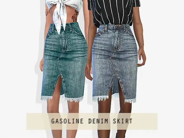Alpha Gasoline Denim Skirt by grafity-cc - The Sims 4 Custom Content