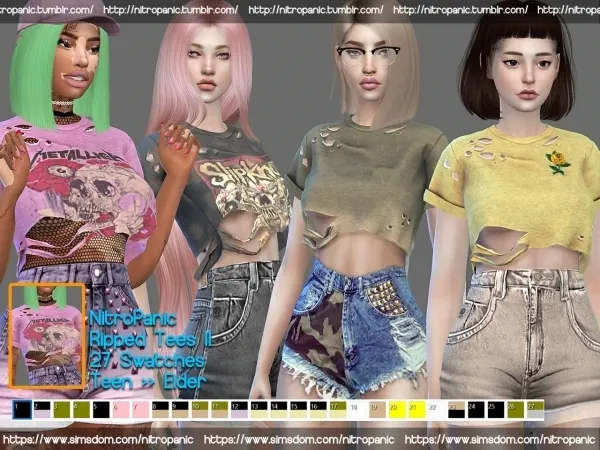 Alpha RIPPED TEES II by nitropanic - The Sims 4 Custom Content