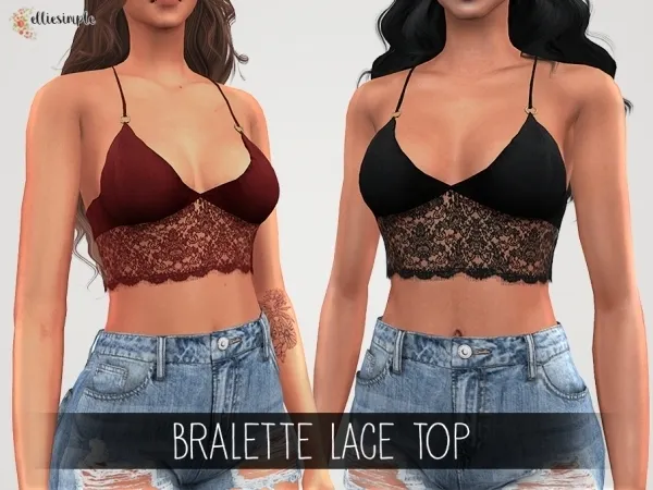 Alpha Elliesimple Bralette lace top by elliesimple - The Sims 4 Custom Content