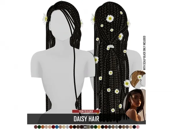 Alpha DAISY HAIR by redheadsims - The Sims 4 Custom Content