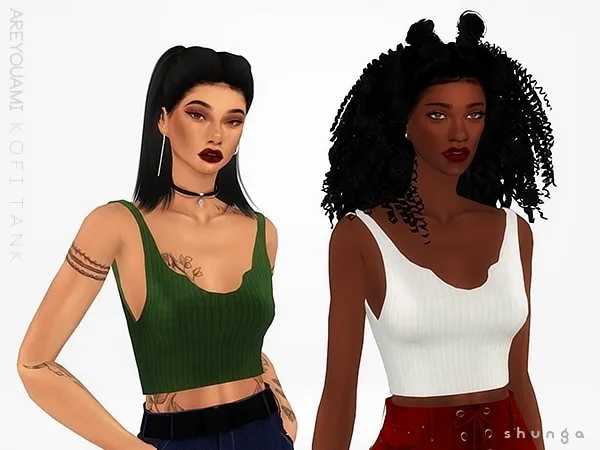 Alpha SHUNGA AYAI Kofi Tank by shunga - The Sims 4 Custom Content