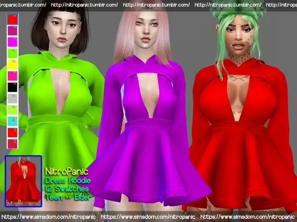Alpha Dress Hoodie by nitropanic - The Sims 4 Custom Content