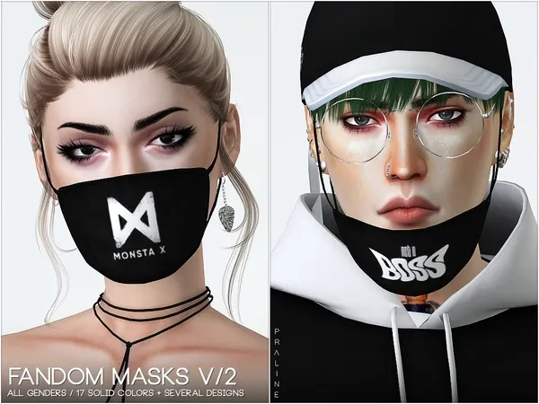 Alpha Fandom Masks V2 by thesimsresource - The Sims 4 Custom Content