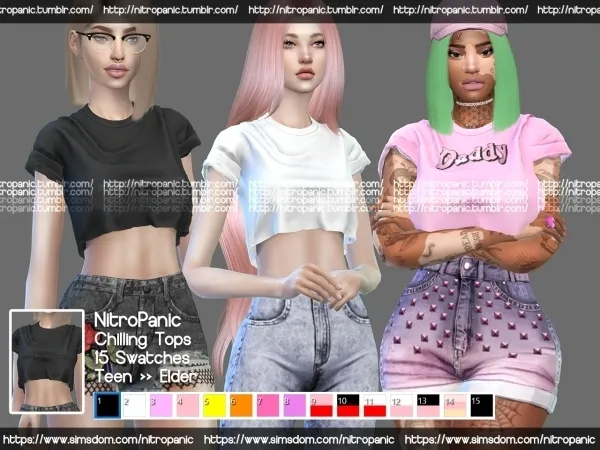 Alpha Chilling Tops by nitropanic - The Sims 4 Custom Content