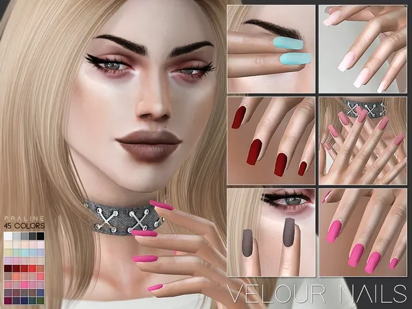 Mix Velour Nails N24 - The Sims 4 Custom Content