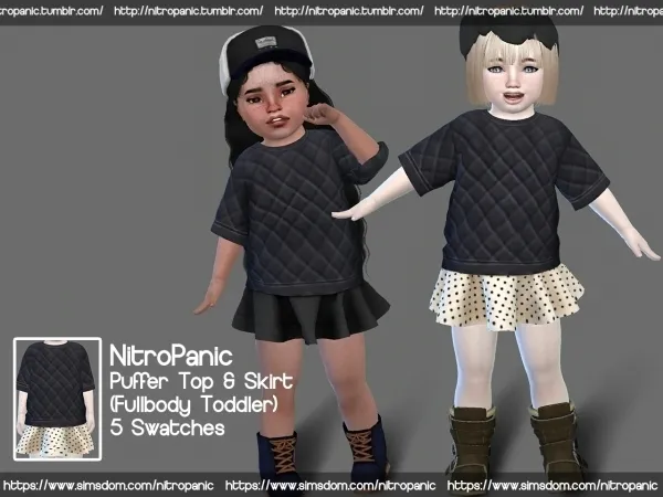 Alpha Puffer Top Skirt (Fullbody Toddler F) - The Sims 4 Custom Content