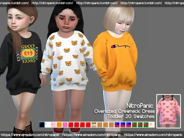 Alpha Oversized Crewneck Dress (Toddlers) by nitropanic - The Sims 4 Custom Content