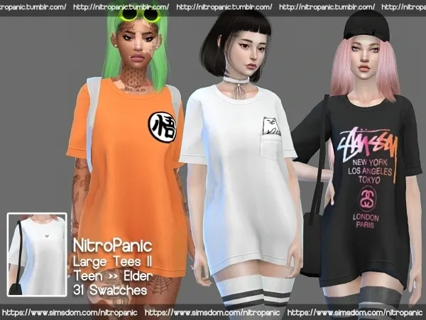 Alpha Large Tees Version 2 (FullBody) by nitropanic - The Sims 4 Custom Content