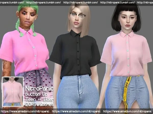 Alpha Button Up by nitropanic - The Sims 4 custom content