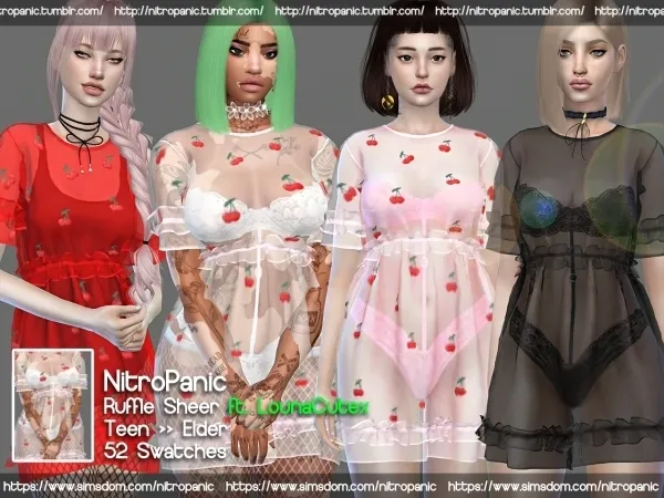 Alpha Ruffle Sheer ft LounaCutex (FullBody) by nitropanic - The Sims 4 Custom Content