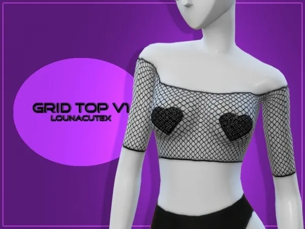 Alpha Grid Top V1 Lounacutex by lounacutex - The Sims 4 Custom Content