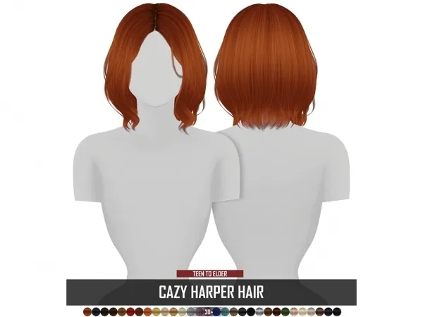 Alpha CAZY HARPER HAIR ADULT by redheadsims - The Sims 4 Custom Content