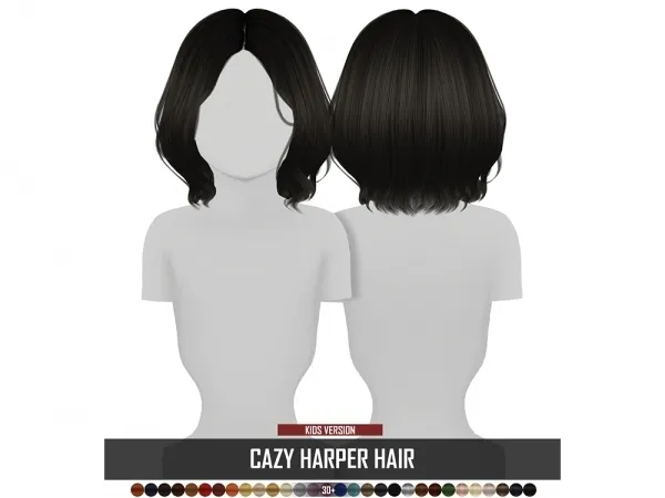 Alpha CAZY HARPER HAIR KIDS VERSION - The Sims 4 Custom Content
