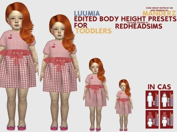 Mix EDITED BODY HEIGHT PRESETS FOR TODDLERS by redheadsims - The Sims 4 Custom Content