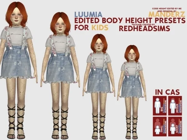 Mix EDITED BODY HEIGHT PRESETS FOR KIDS by redheadsims - The Sims 4 Custom Content