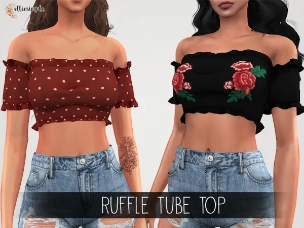 Alpha Elliesimple Ruffle Tube Top by elliesimple - The Sims 4 Custom Content