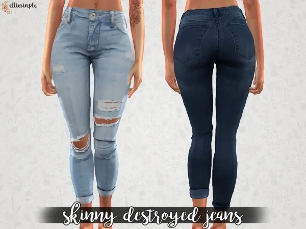 Alpha Elliesimple Skinny Destroyed Jeans - The Sims 4 Custom Content