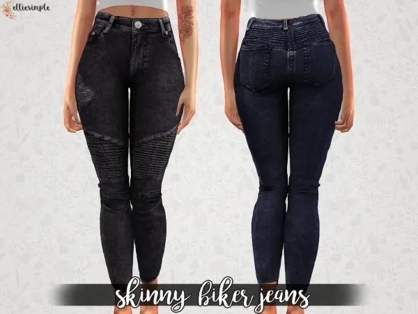 Alpha Elliesimple Skinny Biker Jeans by elliesimple - The Sims 4 Custom Content