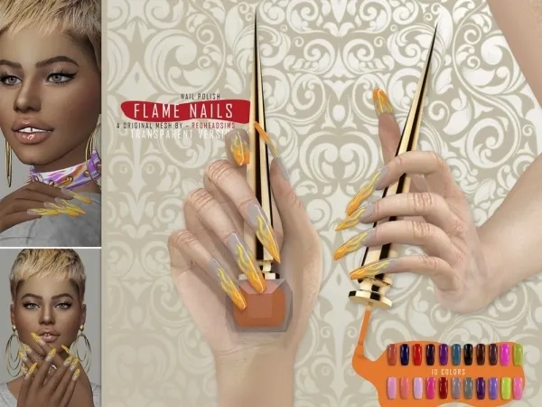 Alpha FLAME NAILS (TRANSPARENT VERSION) by redheadsims - The Sims 4 Custom Content