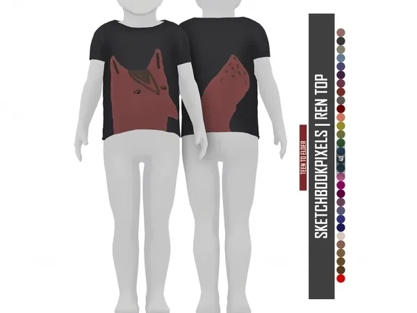 Alpha SKETCHBOOKPIXELS REN TOP by redheadsims - The Sims 4 Custom Content