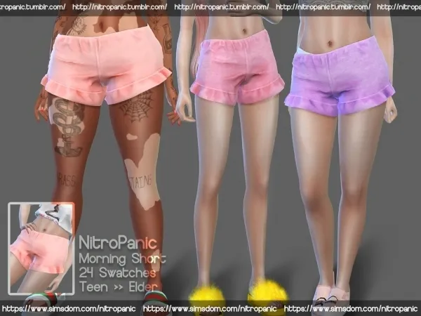 Alpha Morning Shorts by nitropanic - The Sims 4 custom content