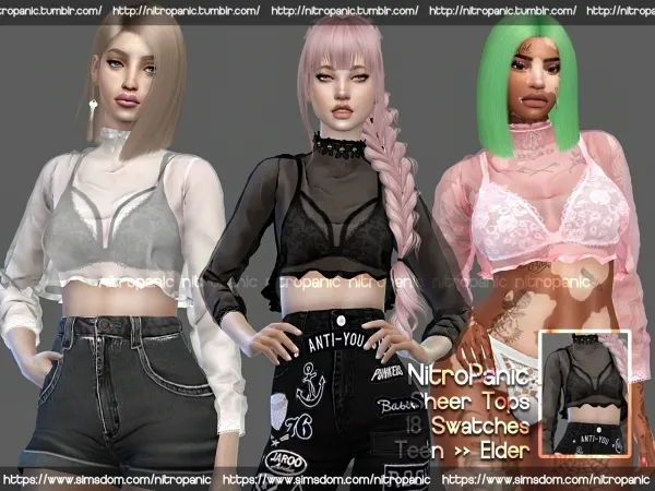 Alpha Sheer Tops - The Sims 4 Custom Content