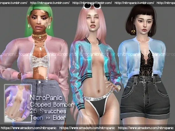 Alpha Cropped Bomber by nitropanic - The Sims 4 Custom Content