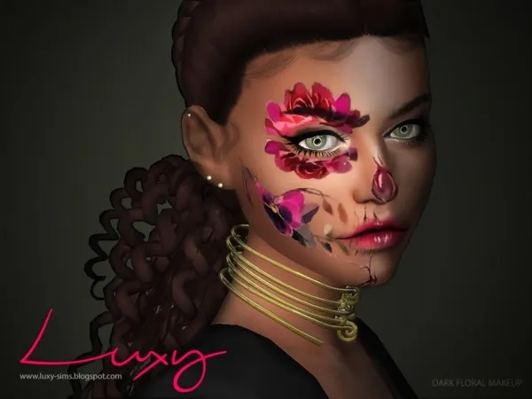 Alpha DARK FLORAL MAKEUP by thesimsresource - The Sims 4 Custom Content