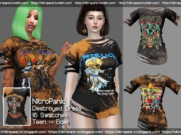 Alpha Destroyed Dress by nitropanic - The Sims 4 Custom Content