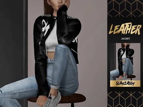 Alpha SlayCLassy Leather Jacket by slayclassy - The Sims 4 Custom Content