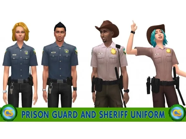 Maxis Match Prison Guard and Sheriff Uniform by by simsfinds - The Sims 4 Custom Content
