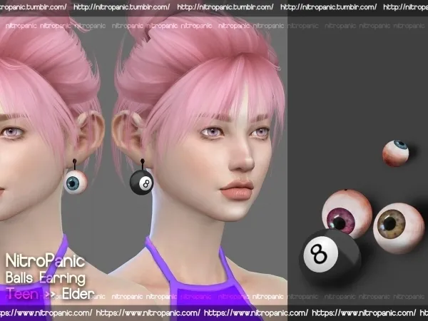 Alpha Balls Earring by nitropanic - The Sims 4 Custom Content