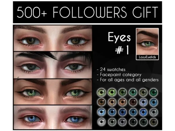 Alpha LazyEyelids eyes 1 by simsfinds - The Sims 4 Custom Content
