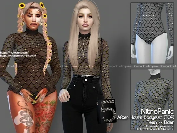 Alpha After Hours Bodysuit (TOP) by nitropanic - The Sims 4 custom content