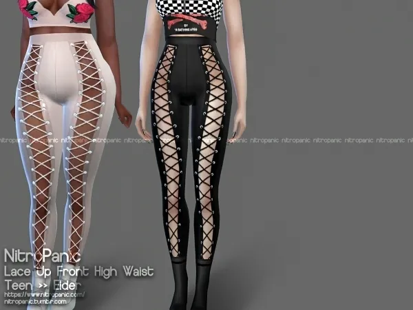 Alpha Lace Up Front High Waist by nitropanic - The Sims 4 Custom Content