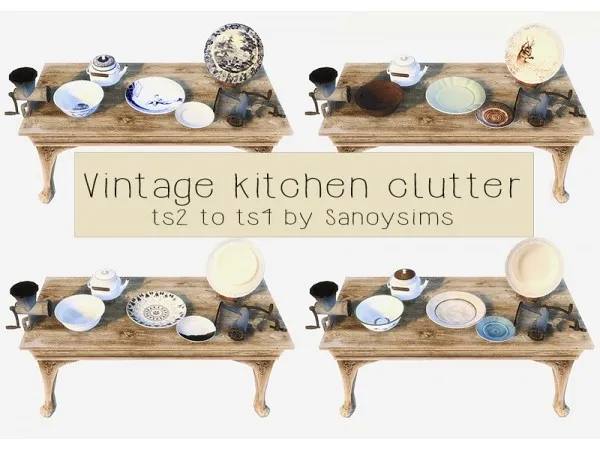 Alpha Vintage kitchen clutter by simsfinds - The Sims 4 Custom Content