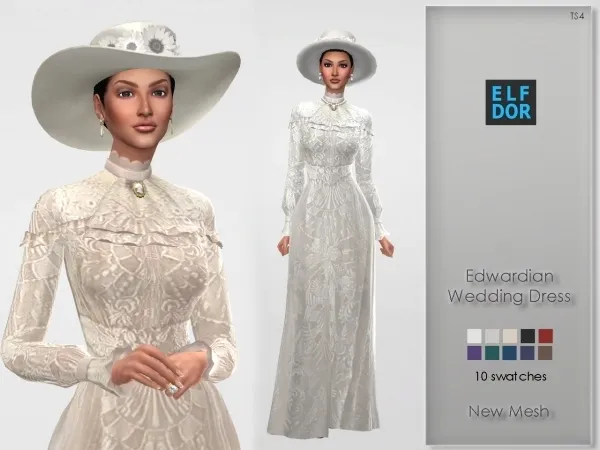 Maxis Match Edwardian Wedding Dress by elfdor - The Sims 4 Custom Content