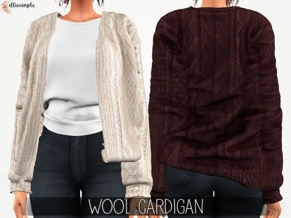 Alpha Elliesimple Wool Cardigan (Acc in bracelet category) by elliesimple - The Sims 4 Custom Content