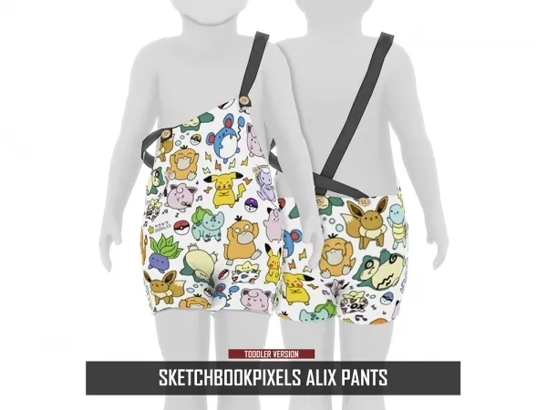 Alpha SKETCHBOOKPIXELS ALIX PANTS TODDLER by redheadsims - The Sims 4 Custom Content
