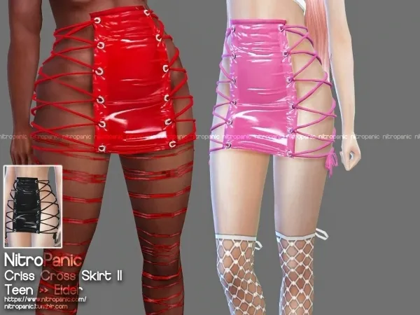 Alpha Criss Cross Skirt II by nitropanic - The Sims 4 Custom Content