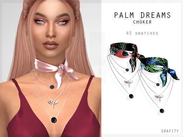 Alpha Palm Dreams Choker by grafity-cc - The Sims 4 Custom Content