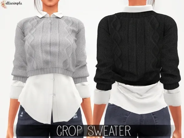 Alpha Elliesimple Crop Sweater by elliesimple - The Sims 4 Custom Content