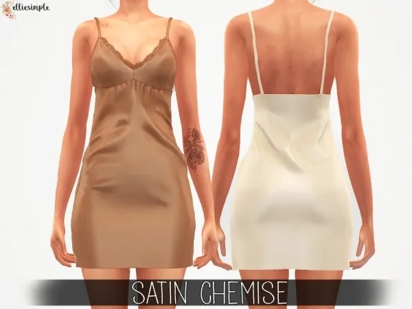 Alpha Elliesimple Satin Chemise by elliesimple - The Sims 4 Custom Content