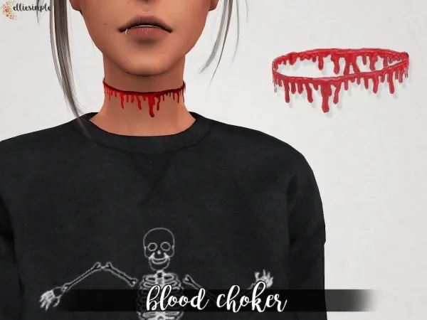Alpha Elliesimple Blood Choker - The Sims 4 Custom Content